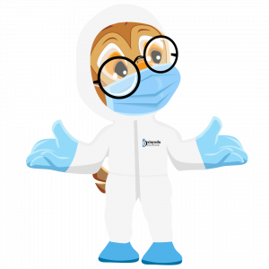 Arus, con traje de bioseguridad