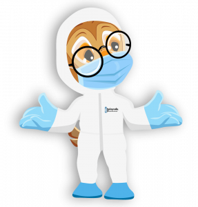 Arus, con traje de bioseguridad